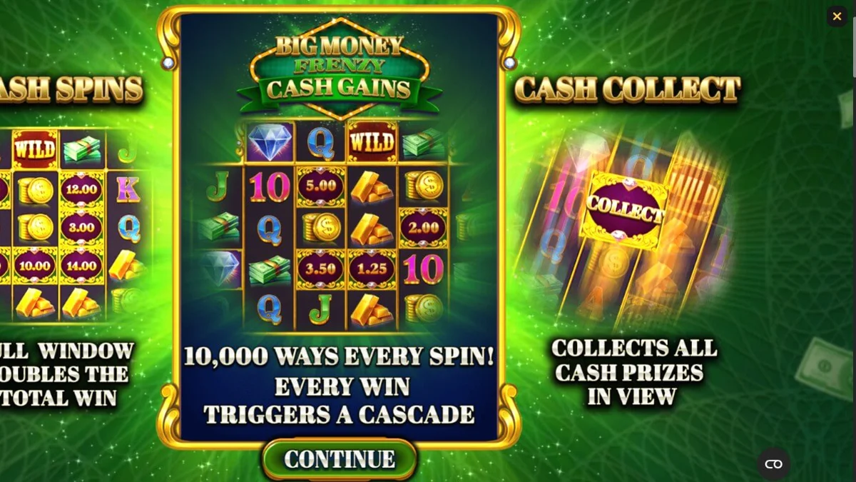 Big Money Frenzy Cash Gains slot machine interface